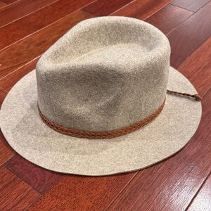 Treasure & Bond Beige Fedora with Brown Braided Band